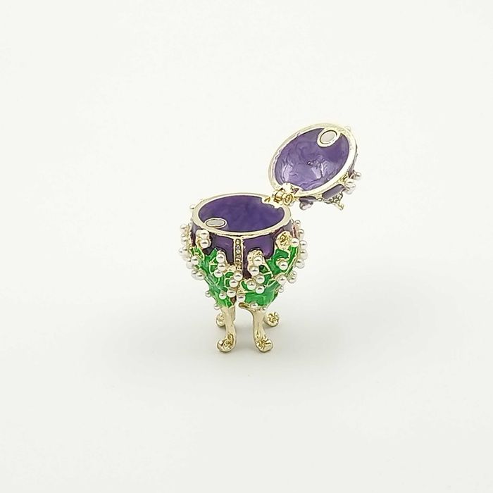 Jajko faberge pojemniki szkatułka małe fioletowe styl wiktoriański