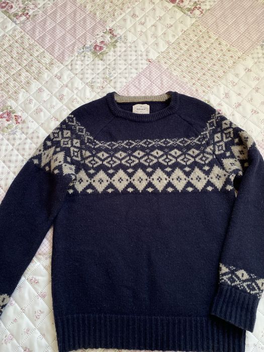 Granatowy zimowy ciepły sweter gruby S 36 M 38 white stuff 80% wełna