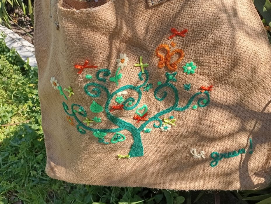 Saco de serapilheira artesanal