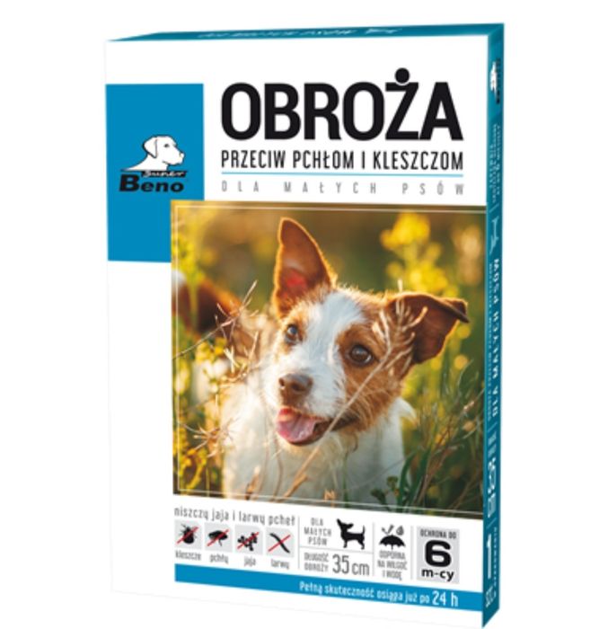 SUPER BENO obroża przeciw pchłom,kleszczom dla małych psów działa 6mc