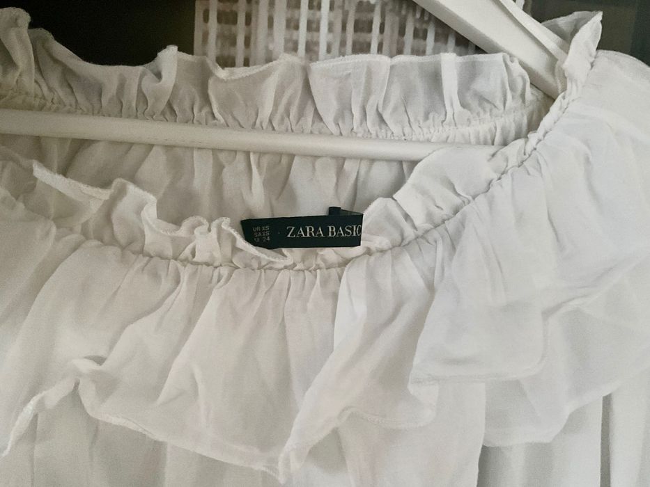 Bluzka hiszpanka z koronką ZARA biała XS 34 bawełna