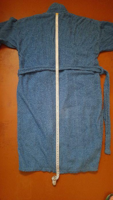 Халат жіночий махровий бавовняний синій, розмір L, 100% бавовна