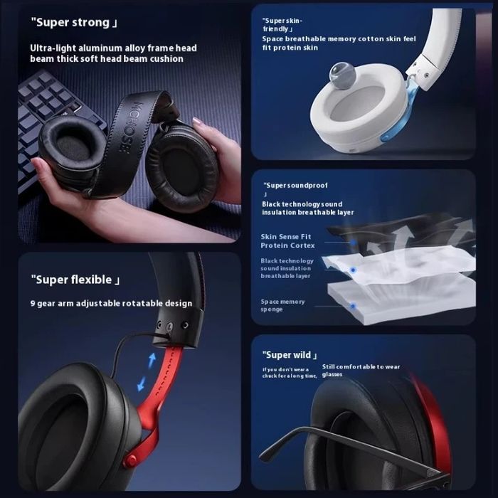 MCHOSE V9 Pro‼️Гарантія‼️Steel Black бездротові ігрові навушники