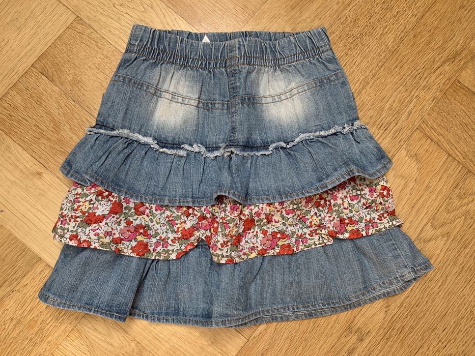 59 Spódniczka jeansowa z falbankami dla dziewczynki 86