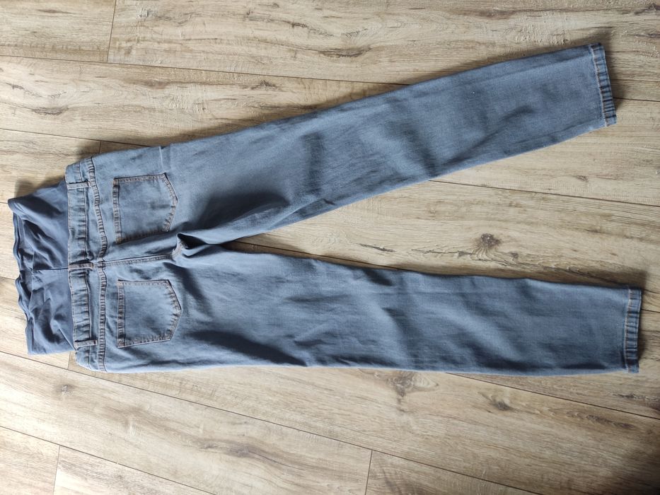 Jeansowe spodnie skinny rurki damskie ciążowe jasny dżins M 38