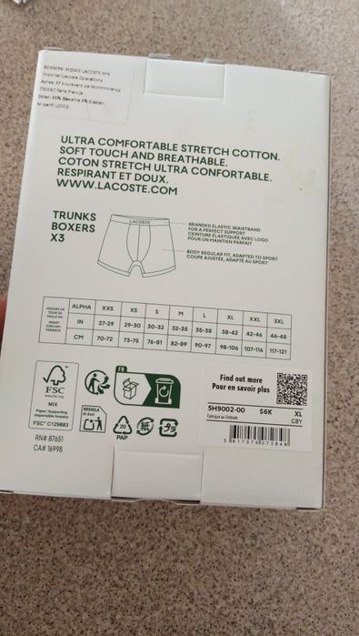 Bokserki męskie Lacoste XL zestaw 3 pary