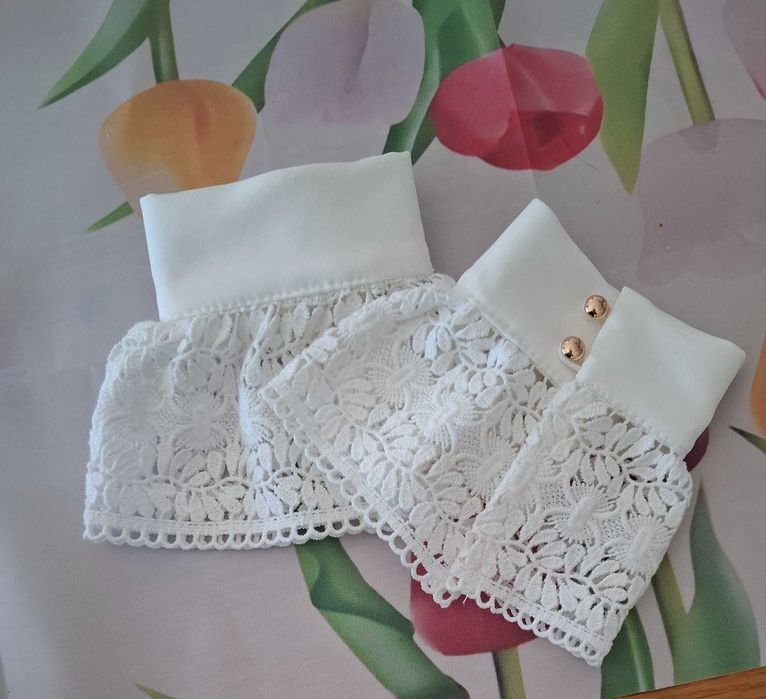 Mankiety rękawki Nowe z koronki gipiurowej