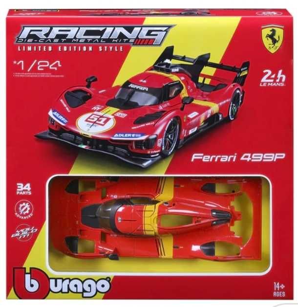 Burago 1/24 Ferrari Racing Kit 499P Le Mans Hypercar (#51) Diecast Model Kit