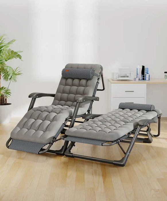 Розкладне крісло шезлонг садовий із подушкою WCG FCB-S01PP