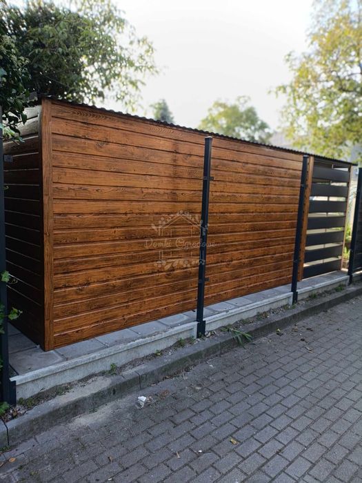 domek ogrodowy 3,5x3m + wiata 2m okno drewnopodobny antracyt  ID756