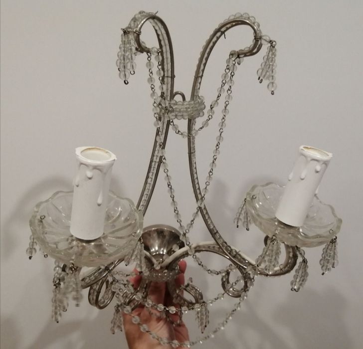 Kinkiet retro, lampa srebrna