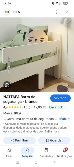 Grade proteção cama criança