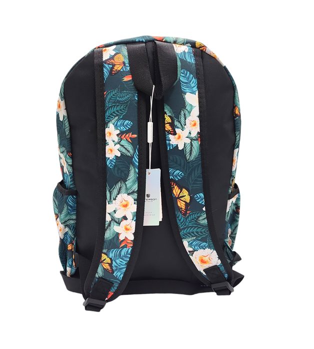 Plecak miejski PETERSON print białe kwiaty