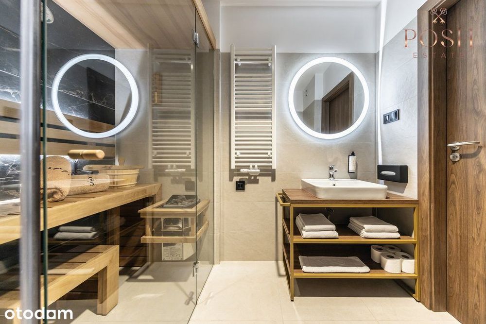 widok na basen | inwestycja | balkon |własna sauna
