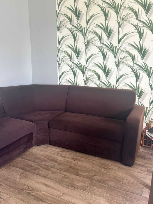 Sofa narożna brązowa