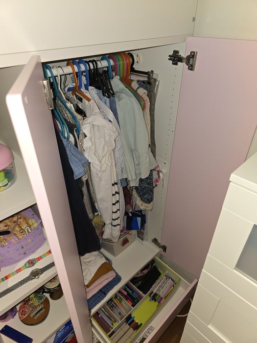 Cama alta / beliche + Colchão - IKEA SMASTAD - com secretária e armári