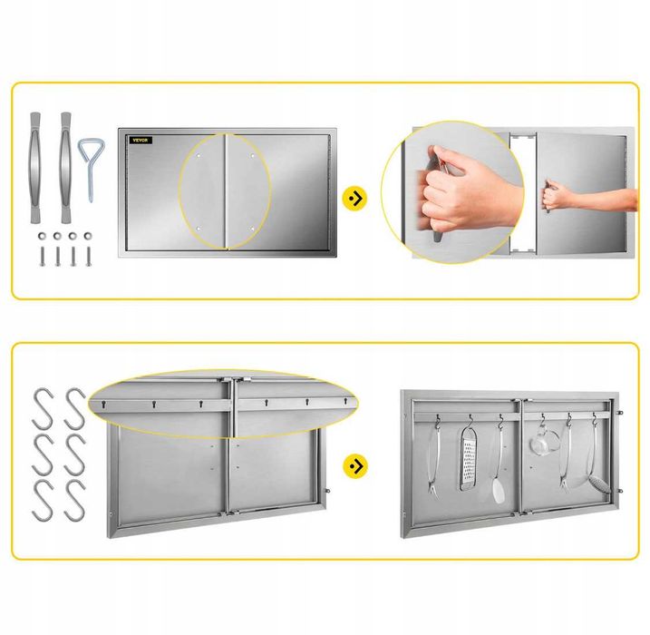 Vevor drzwi stali nierdzewnej 99x66 cm kuchnia grill zewnętrzny