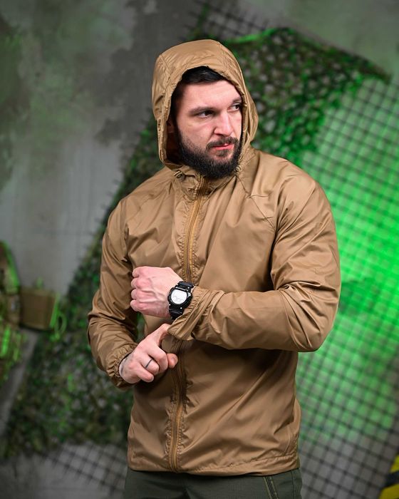 Тактична вітровка-дощовик койот, компактна,розмір S–3XL Без передоплати