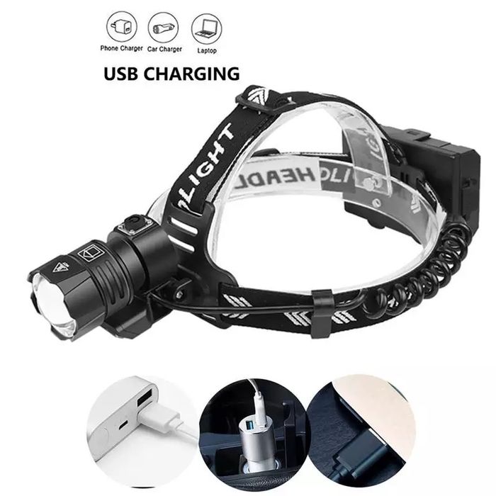 Lanterna de cabeça com 35.000 Lumens com ZOOM e led XHP90.2