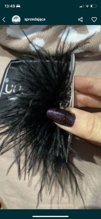 Marabut broszko spinka duży czarny