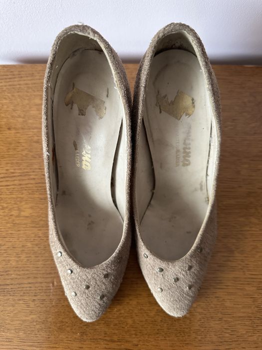 Buty czółenka szpilki beżowe 36