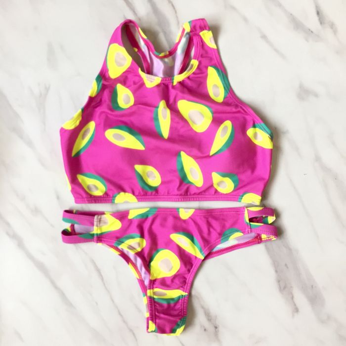 Новый розовый купальник с авокадо  размер m