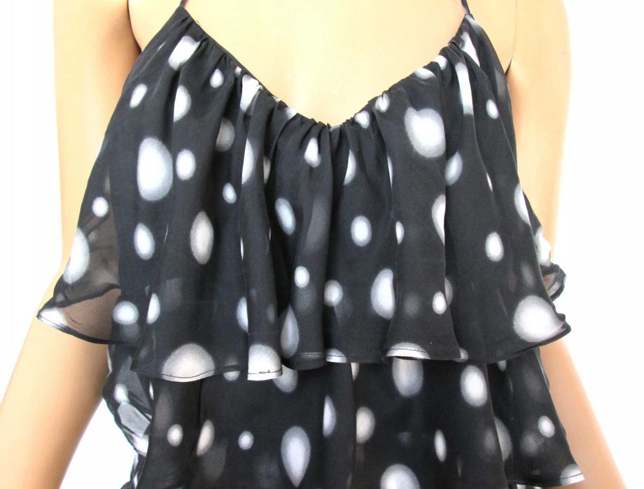 Glam by Caprice sukienka falbany vintage 100% jedwab 10 38 M jak NOWA