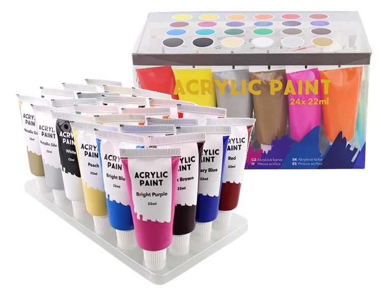 FARBY Akrylowe Zestaw farb AKRYLOWYCH 24 szt x 22 ml Mega BOX