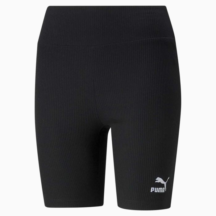 13. Puma Classics Ribbed Damskie Krótkie Legginsy, Czarne Kolarki