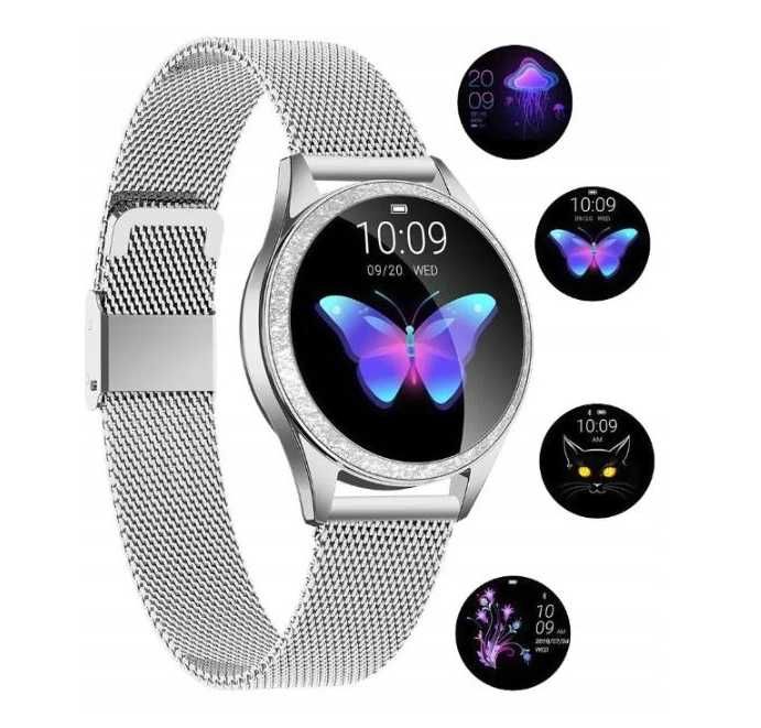 Zegarek damski metalowy pasek w kolorze srebrnym okrągły KW20 ttst8