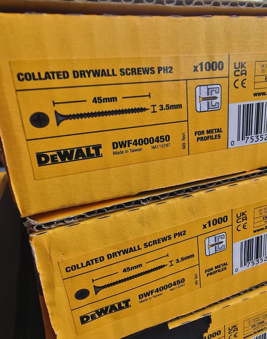 Dewalt wkręty na taśmie do metalu/regipsów 25mm/45mm 1000szt