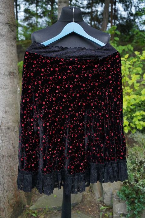 Betsey Johnson 90s y2k vintage spodnica koronka welur M/L jedwab