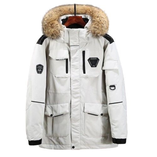 Zimowa kurtka męska z kieszeniami i kapturem L/XL