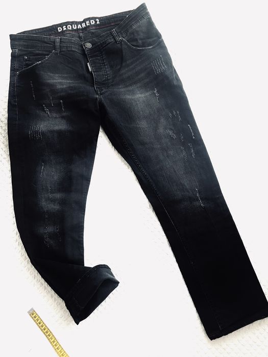 Spodnie Dsquared2 czarne przecierane jeansowe
