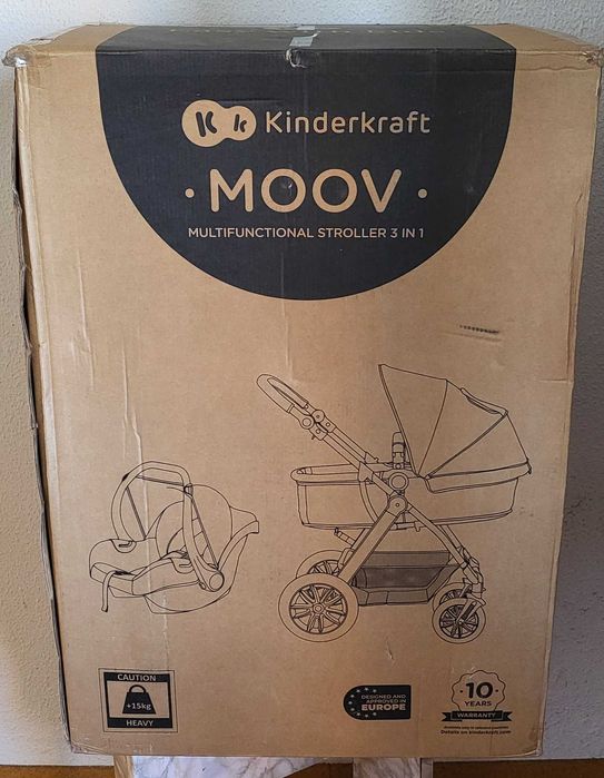 Carrinho de Bebé Kinderkraft Trio 3 em 1 Moov Navy - Azul, Novo