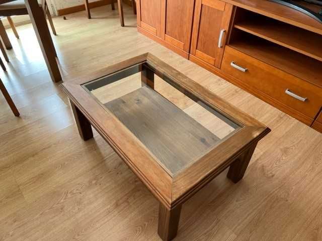 Solid Wood Rectangular Living Room Table, 90x61 cm