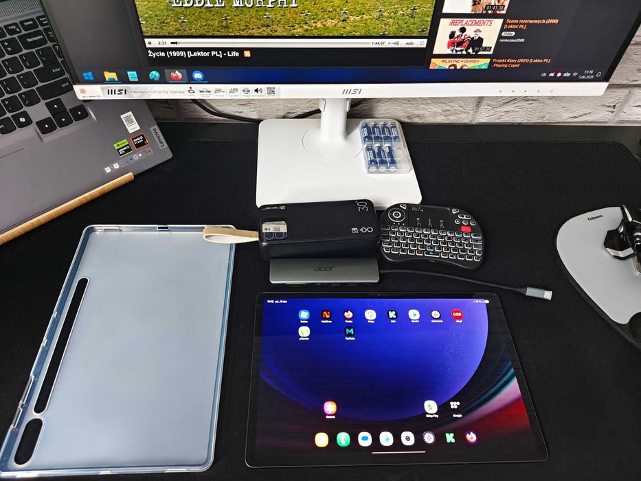 Tablet Samsung Galaxy TAB S9+ Plus 5G - 12 GB RAM / 256 GB Dysk Pen Rysik- Powerbank - Hub Acer - klawiatura Rii