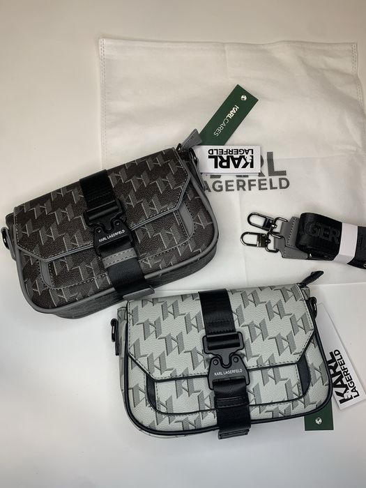 Сумка Karl Lagerfeld, сумка через плече карл/лагерфельд/чорна/біла