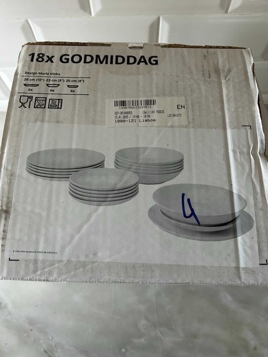 Serviço 18 pçs, branco, GODMIDDAG IKEA