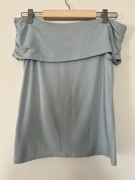 błękitna bluzka hiszpanka bez ramion New Yorker M