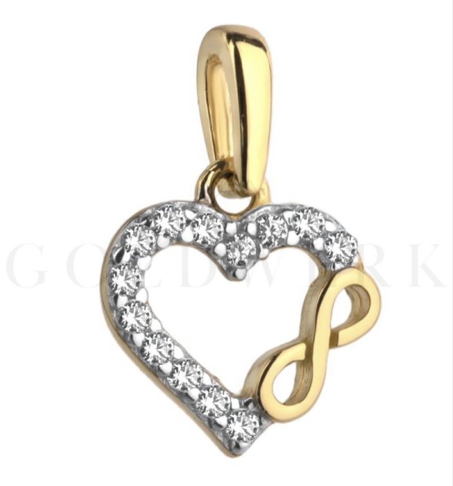 Zlote serce zawieszka z cyrkoniami