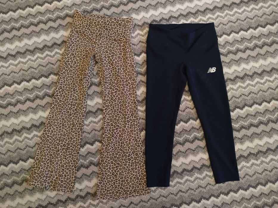 Dziewczęce legginsy rozszerzane H&M i sportowe 3/4 NB, 2szt., roz. 146