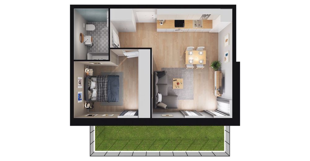 2-pokojowe mieszkanie 43 m² + ogródek - Widok 3