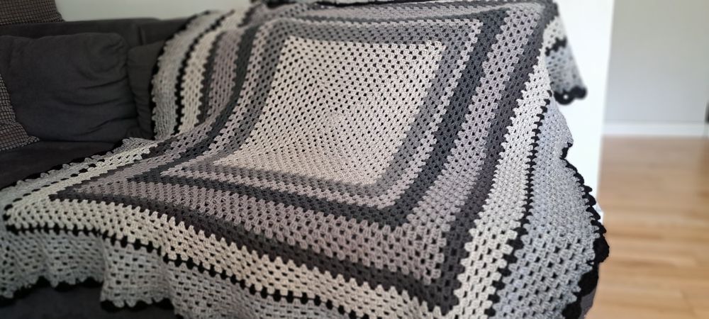 Koc/ pled/ narzuta Vintage, Handmade 150x150cm.