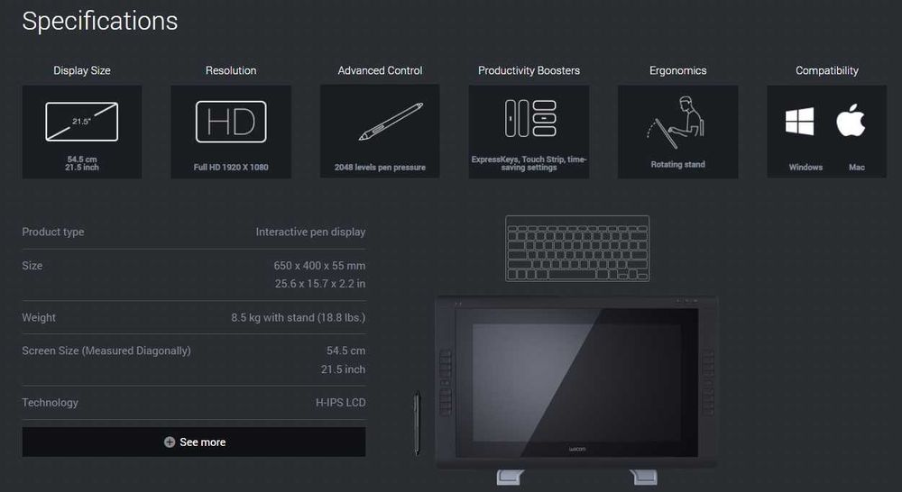 Tablet Gráfico Wacom Cintiq 22 FHD