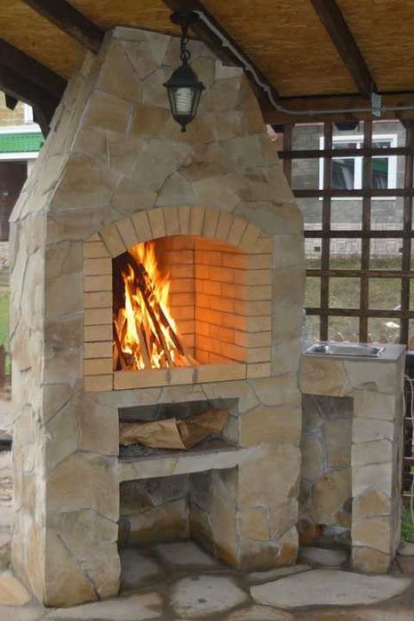 Камины, печи, барбекю, мангальный комплекс, беседки с дикого камня.