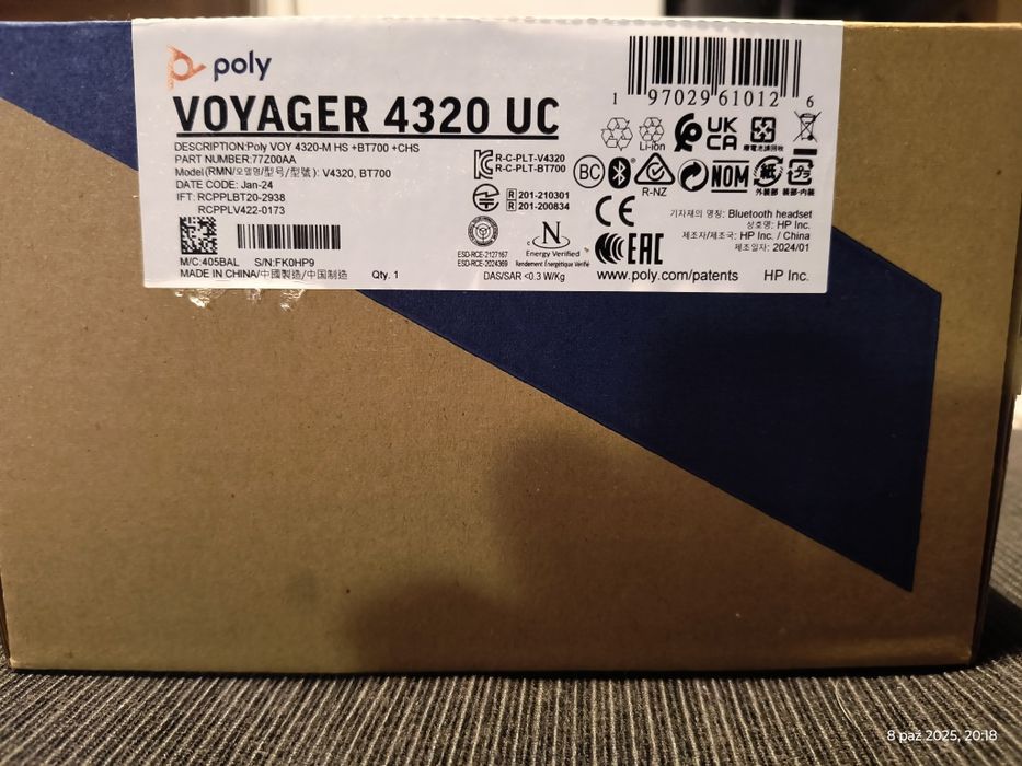 Nowe Słuchawki Poly VOYAGER 4320 UC V4320, USB-C Microsoft Teams