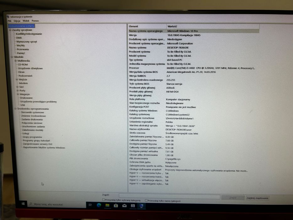 Komputer stacjonarny i5-4460 / 8GB RAM / SSD 240GB