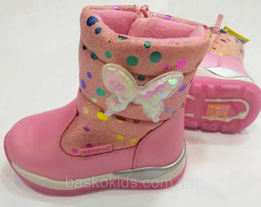 Зимові чоботи для дівчинки Рожеві Tom.m р  24  25  26  27  28