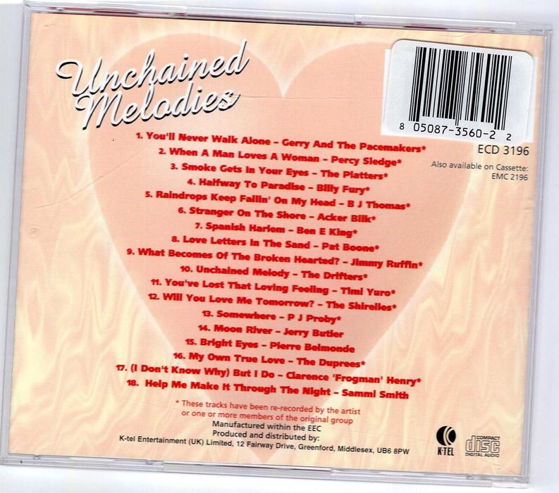 Unchained Melodies (CD) Ben E King, Percy Sledge, The Drifters